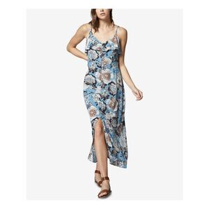SANCTUARY Womens Blue Floral Button Down Spaghetti Strap Maxi Dress S